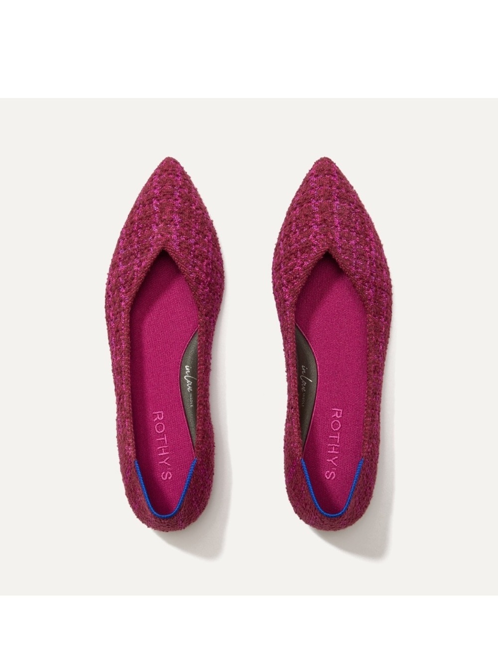 Rothy's Women's Pointed Ballet Flat in Berry Tweed